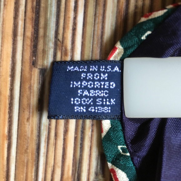 Polo by Ralph Lauren Tie Green Cream Red 100% Silk - Picture 4 of 8